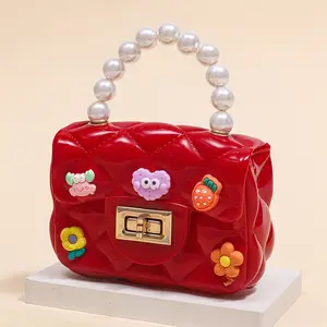 Teen Girl's Handbag, Mini Jelly Bag, Lockable Shoulder Bag with Adjustable Chain Strap, PVC Handle, Mini Key Pouch, for Daily Travel, Vacation, Coin Purse, Birthday Gift, Holiday Gift, Multi-Color, Includes 5 Random Stickers, for Teenager
