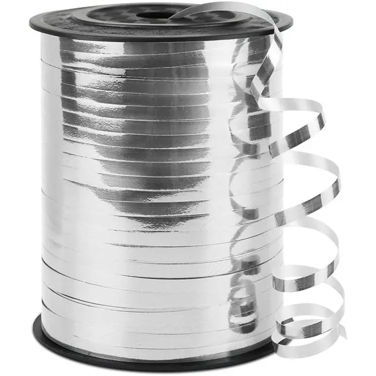 Silver Curling Ribbon, 1/5" Wide x 500 Yards Christmas Curling Ribbons for Gift Wrapping, Party Decoration, Balloon String, Hair, Ribbons for Florist Flower (1 Roll)