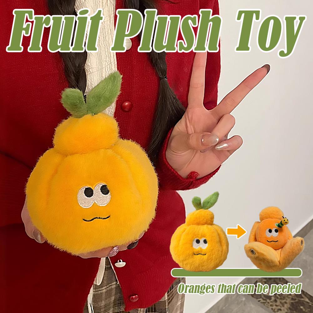 Lifelike Peelable Orange Segments Fruit Plush Toy Stuffed Soft Simulation Food Keychain Backpack Pendant Cartoon Toy Gift