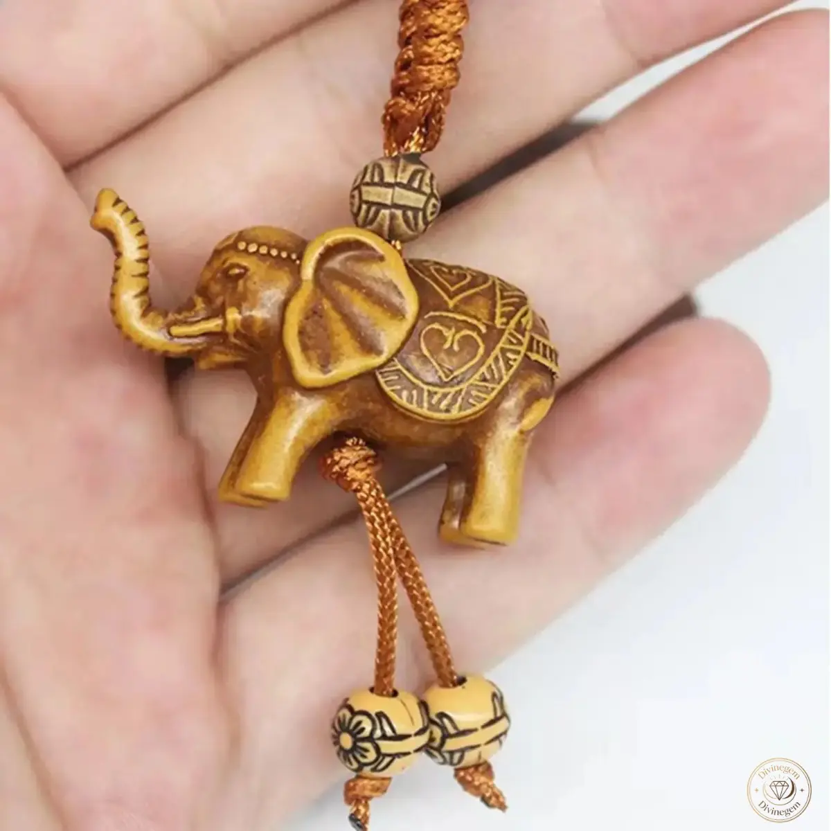 Vintage Boho Elephant Keychain, Hand‑Carved Elephant Pendant Charm With Braided Cord, Ornate Beaded Tassel Accessory For Car Keys, Handbag Decoration For Men And Women