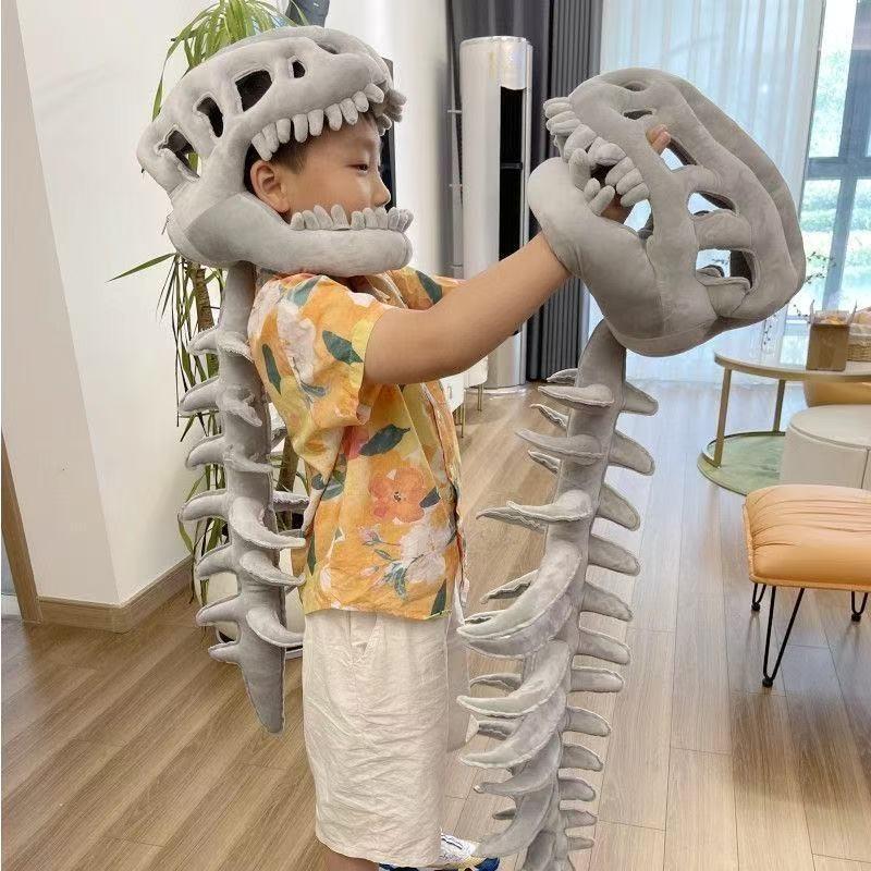New dinosaur skeleton funny hood hat children's plush toys boys doll funny skeleton cross-border