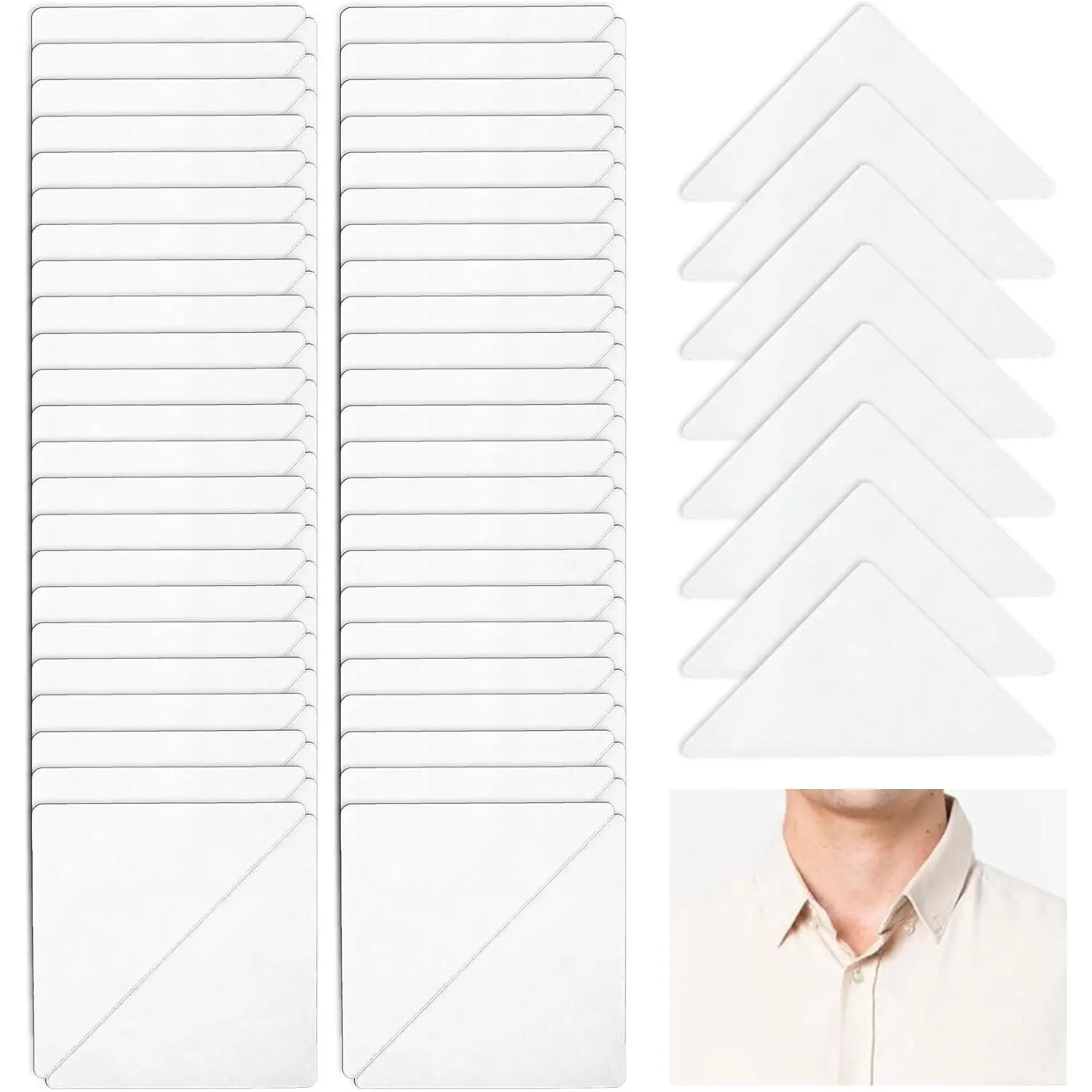 100 Pcs No Curl Anti-Warping Collar Stays Stickers Collar Support for Men's Dress Shirts and Polo Shirts Fits Any Collared Shirt