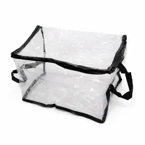 Large, transparent, thick plastic storage box with a hinged lid. Heavy-duty, durable, and high-capacity storage box, perfect for home, camping, travel, attic, and moving. Transparent Storage Bins