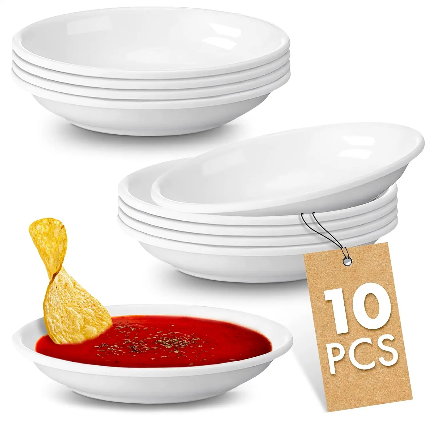 10 count Melamine Sauce Cups Set – 3.62 Inch Small Break-Resistant Soy Sauce Dipping Bowls, Dishwasher Safe Stackable Design – Dipping Plates for Sushi, Condiments, Snacks, Appetizers, Party &  Use