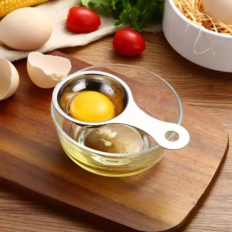 Stainless Steel Egg White Separator - 13x7cm (5.12*2.75inch) 1-Piece Separating Funnel Spoon Divider, Kitchen Utensil & Gadget for Egg Separation