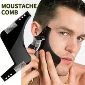 2-Piece Beard Comb Set, Sideburn Styling Brush, Trimming Template, Beard Grooming Comb, Makeup Brush, Compatible with Trimmers or Razors