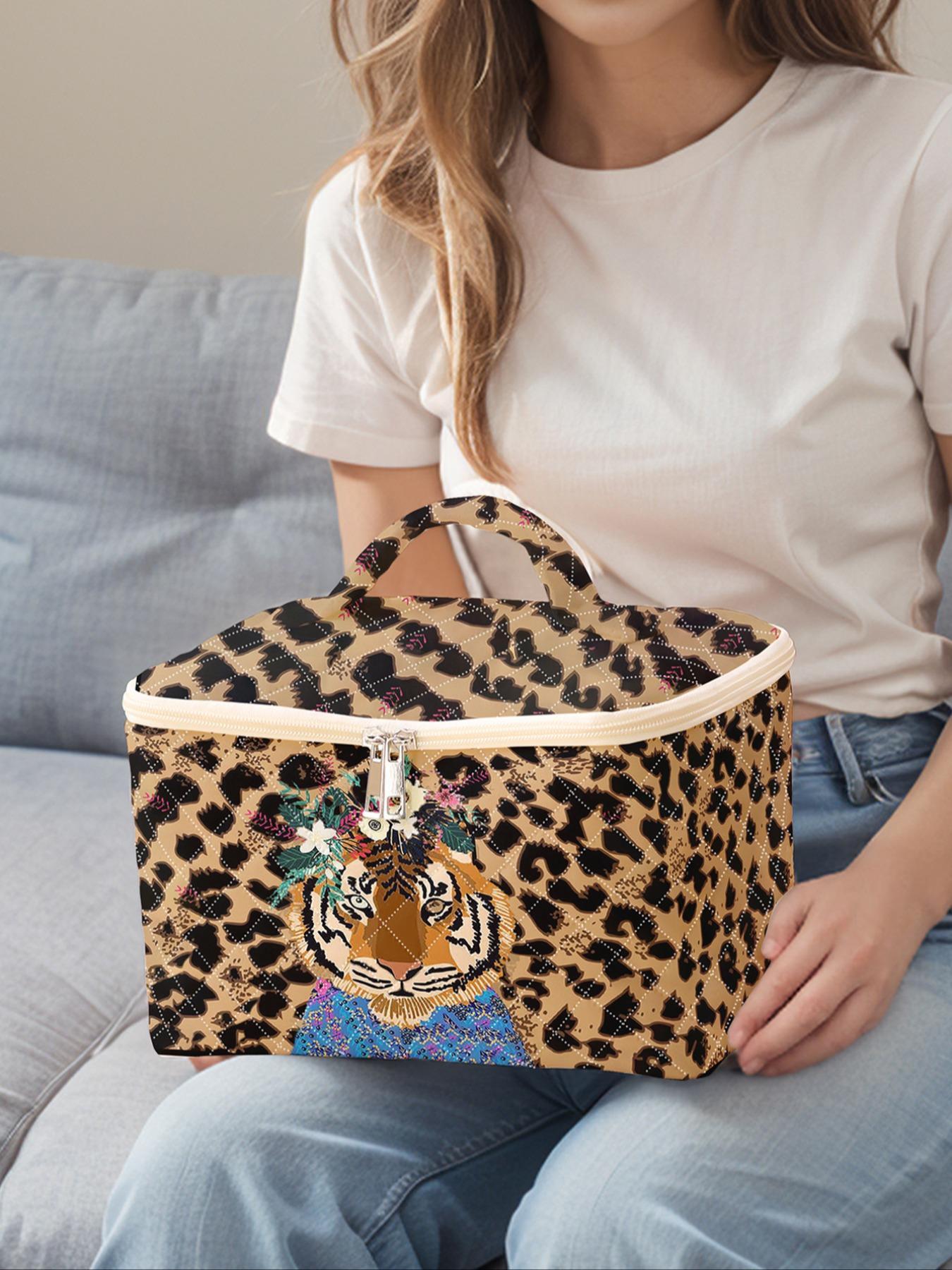 Tiger Pattern Makeup Bag, Large Capacity Travel Toiletry Bag, Portable Travel Cosmetic Storage Bag, Zipper Makeup Organizer Pouch,  Makeup Bag, Cosmetics Organizer, Travel Accessory