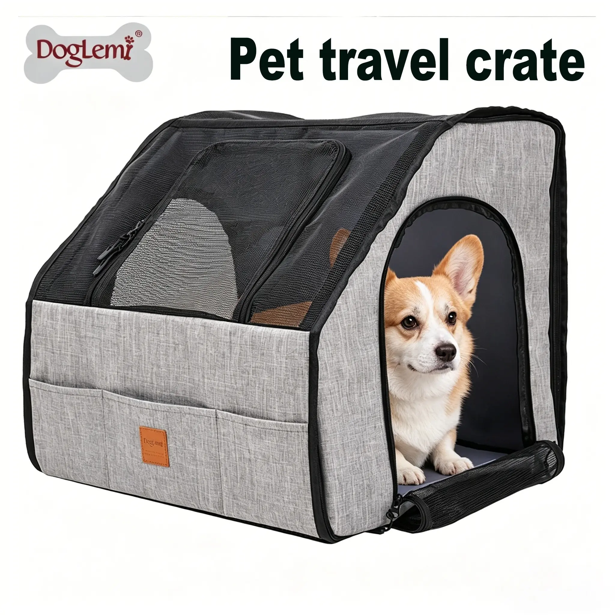 Pet Travel Car Cage, Front Seat Pet Carrier, Breathable Mesh Dog Crate, Securely Attached to Car Seat, Ideal for Safe Pet Transport