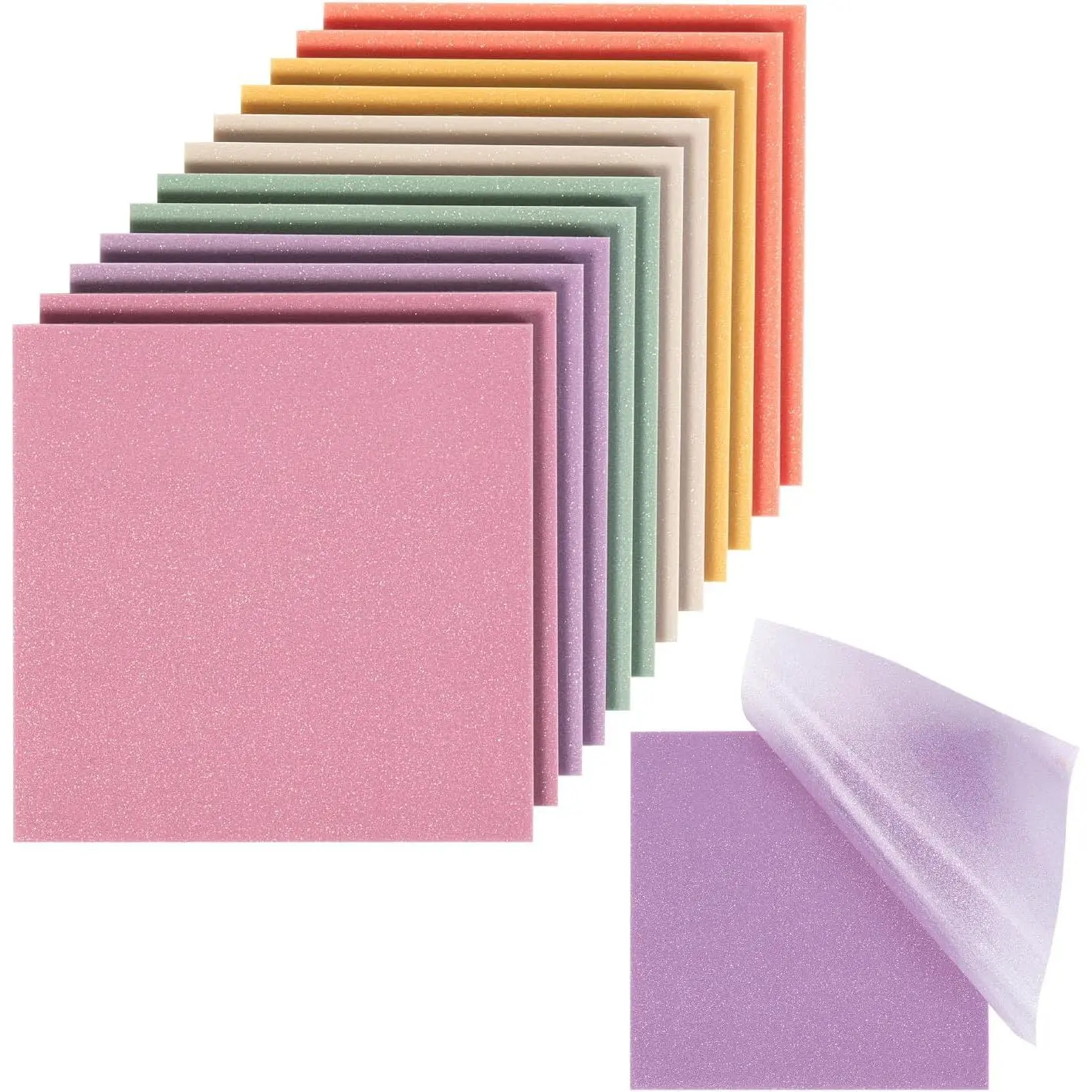- Transparent Glitter Sticky Notes, 3”x3”, 12 Pads, 600 Sheets | Colorful, Plastic Glitter Sticky Notes Bulk, Self-Stick Note Pads for Women, Office, School, , Study & Organization