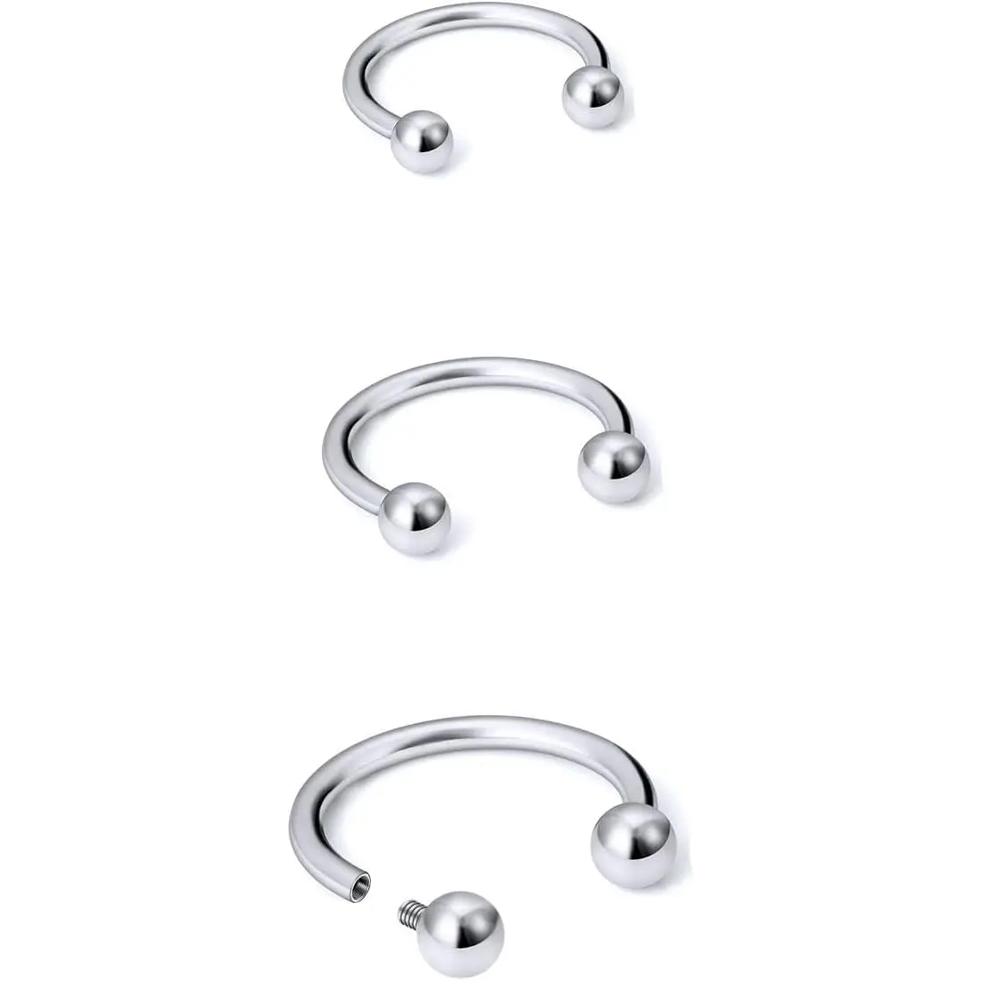 20g/18g/16g G23 Titanium Internally Threaded Nose Septum Horseshoe Hoop Earring Eyebrow Tragus Helix Daith Lip Rings