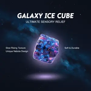 8CM Starry Nebula Print Ice Cube Squishy Toy, Malleable Taffy Feel Squeeze Fidget Toy, Portable Calming Sensory Toy for Office & Daily Stress Relief