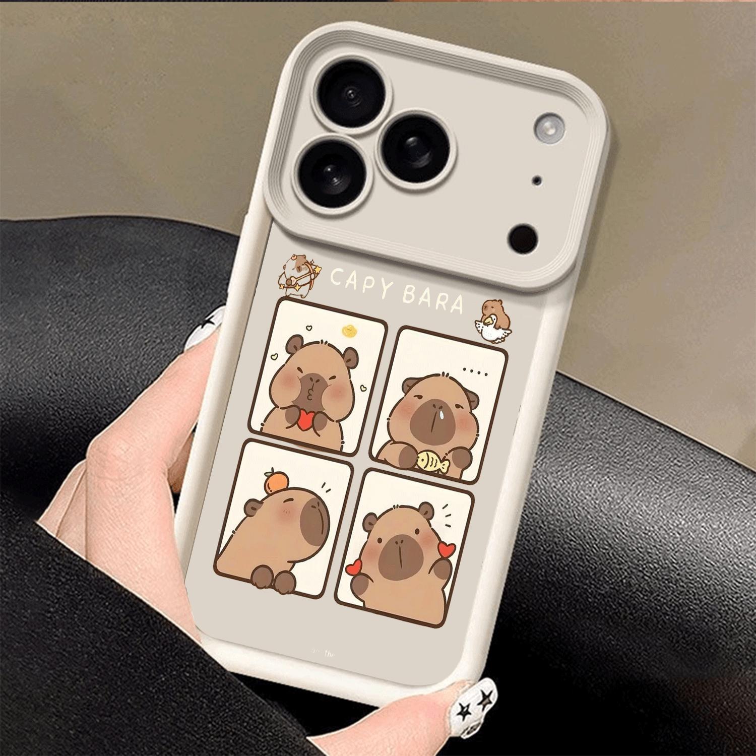 A set of cute and soothing capybaras, a new trendy original design phone case with a spiral staircase motif, available in white, black, and red, suitable for various iPhone models, including iPhone 17, 17 Pro, 17 Air, 17 Pro Max, 16, 15, 14, 13, 12 Plus/