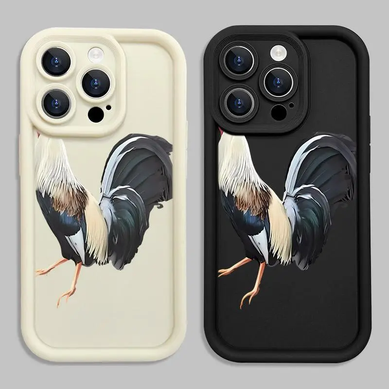 Rooster feather color picture phone case B499 for iPhone 16/15/14/13/12/11/Plus/Pro/Pro Max Series - Shockproof Case, Stylish Design