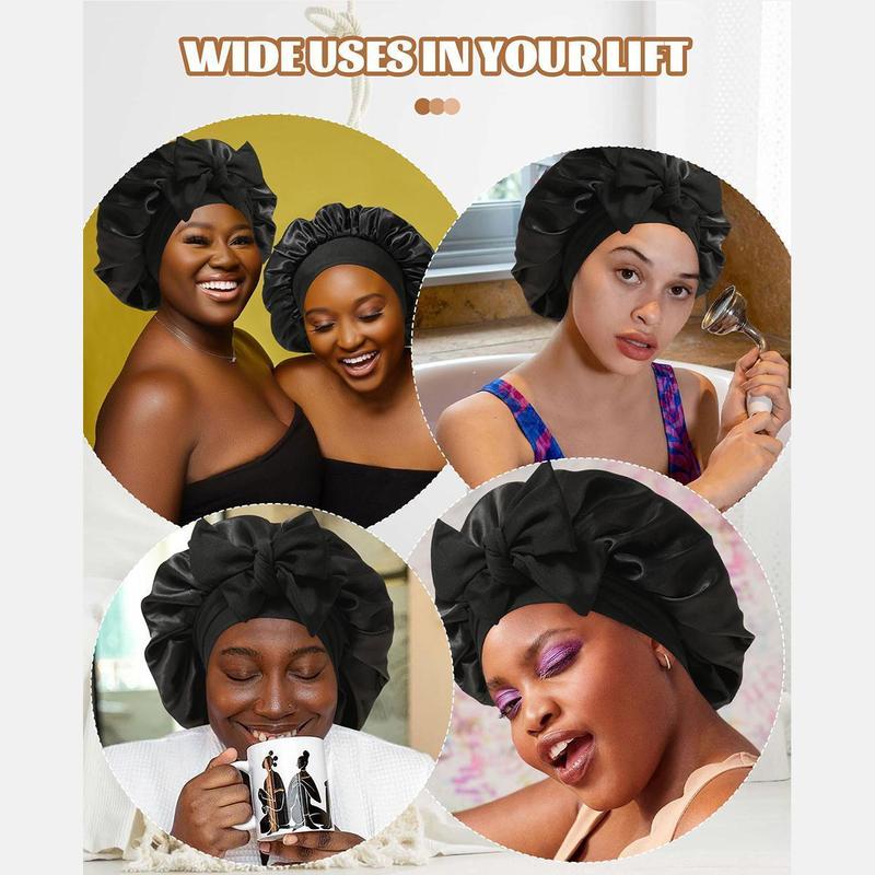 Satin Bonnets for Sleeping Hair Care Cap Double Layer Hair Bonnet with Elastic Tie Band for Straight Curly Hair Night Cap #Valentine'sDay#Valentine'sdaygift