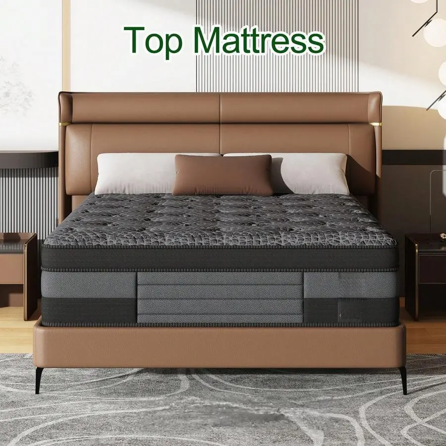 12/14 Inch Twin Full Queen King Size Mattress 2026 Upgraded Hybrid Cooling Gel Memory Foam & Pocket Coils, Medium Firm Mattress In A Box For Back Neck Pain Relief, Motion Isolation, Edge Support, Breathable,Gray, Box Delivery, Queen Size Mattress, Mattres