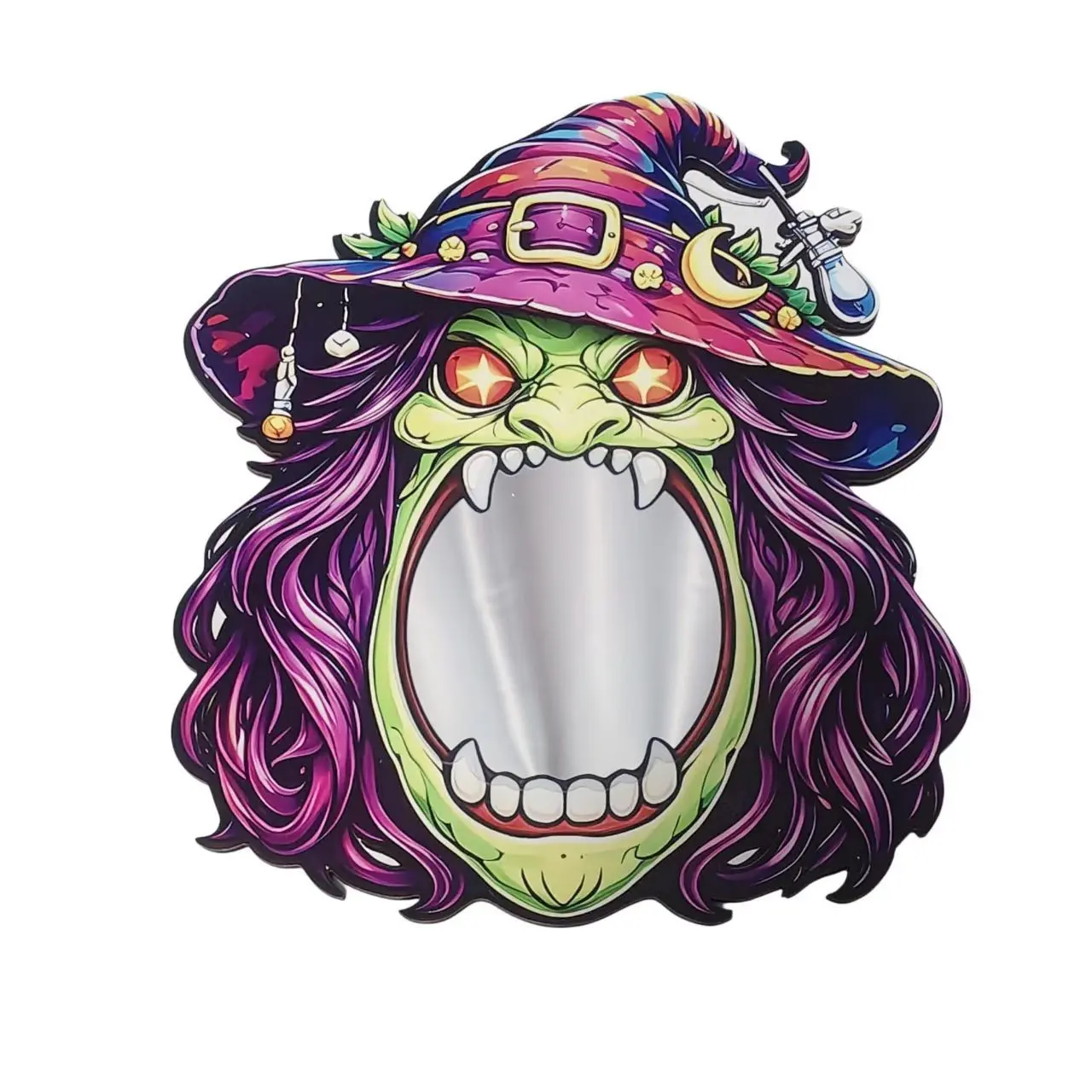 Halloween Fantasy Funny Mirror Wall Hanging, Vintage Colorful Festival Atmosphere Wall Decor Sign, Unique Halloween Decoration