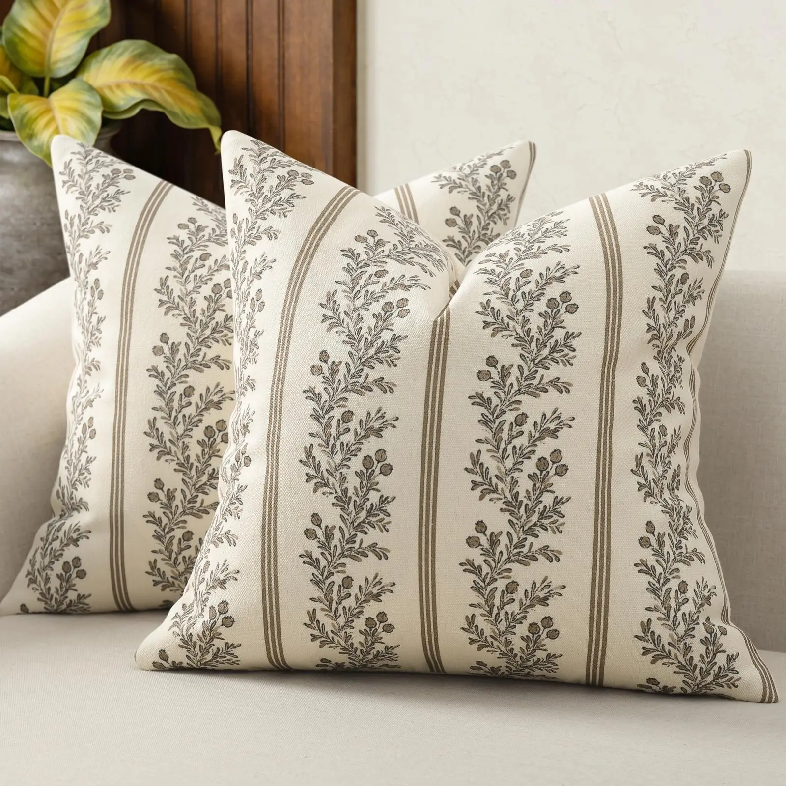 2-Pack Multi-Color Polyester Cotton Pillow Covers, Vintage Floral Sofa Decor, Room Cozy Accessories, Cottagecore & French Country Aesthetic，Revitalize Your Home!