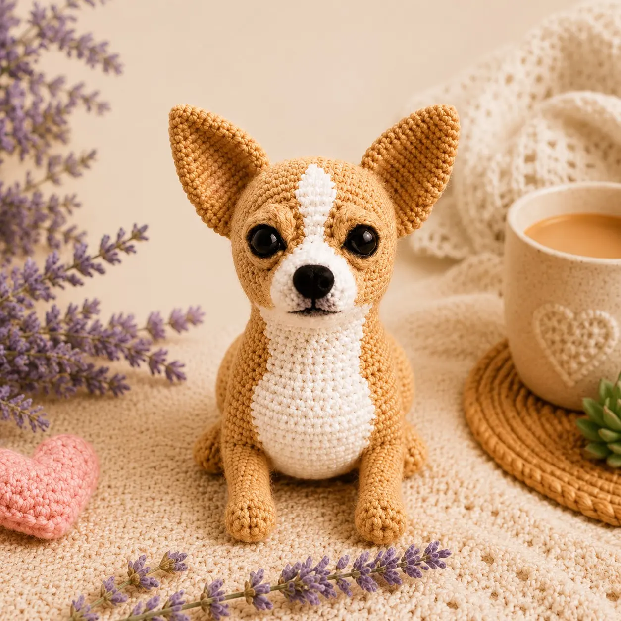 Chihuahua Dog Handmade Amigurumi Crochet Kit, Creative DIY Craft Set for All Skill Levels, Perfect Gift for Kids and Adults, Ideal for Crafting Enthusiasts
