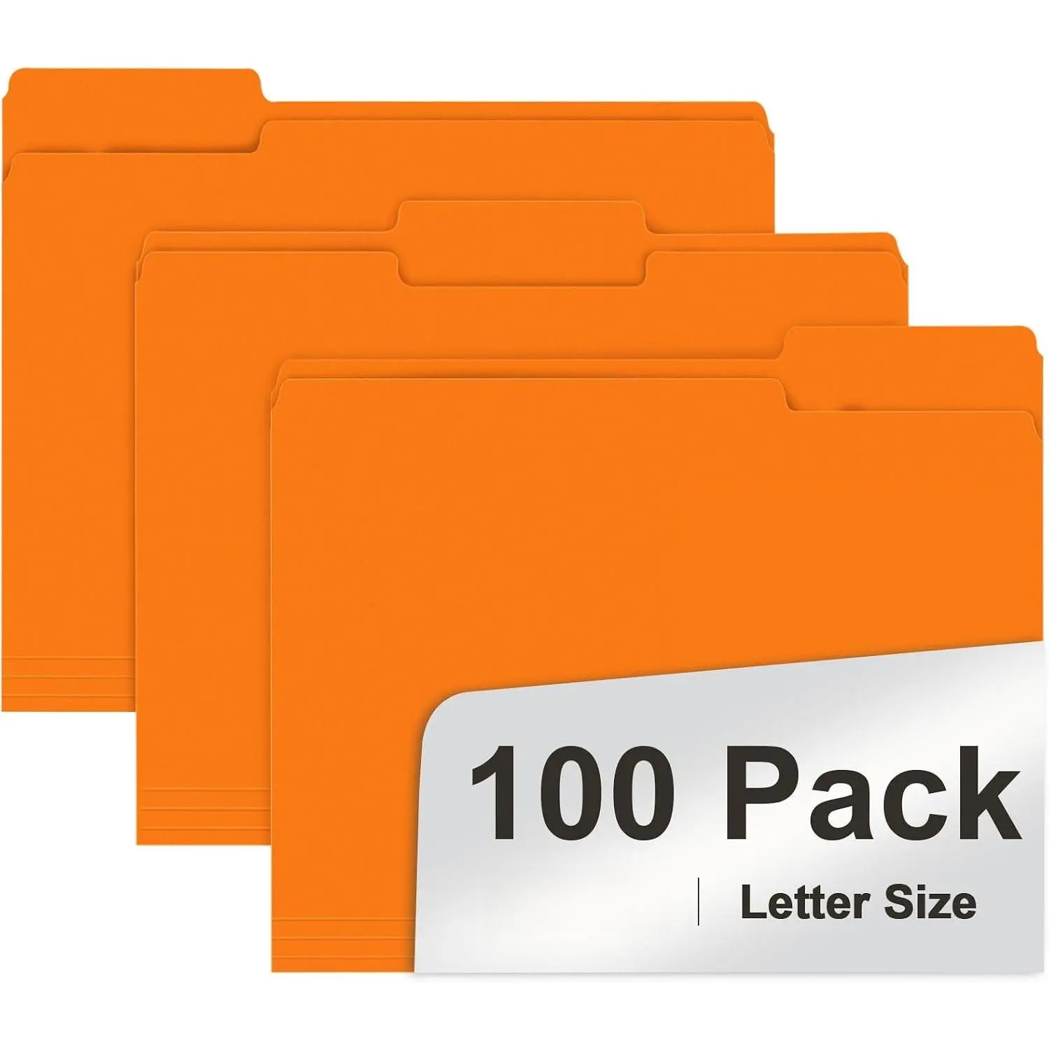 File Folder,  100 Pack 1/3 Cut Tab File Folders Letter Size, Orange, Folders with Tab,  for Organizing and Easy File Storage