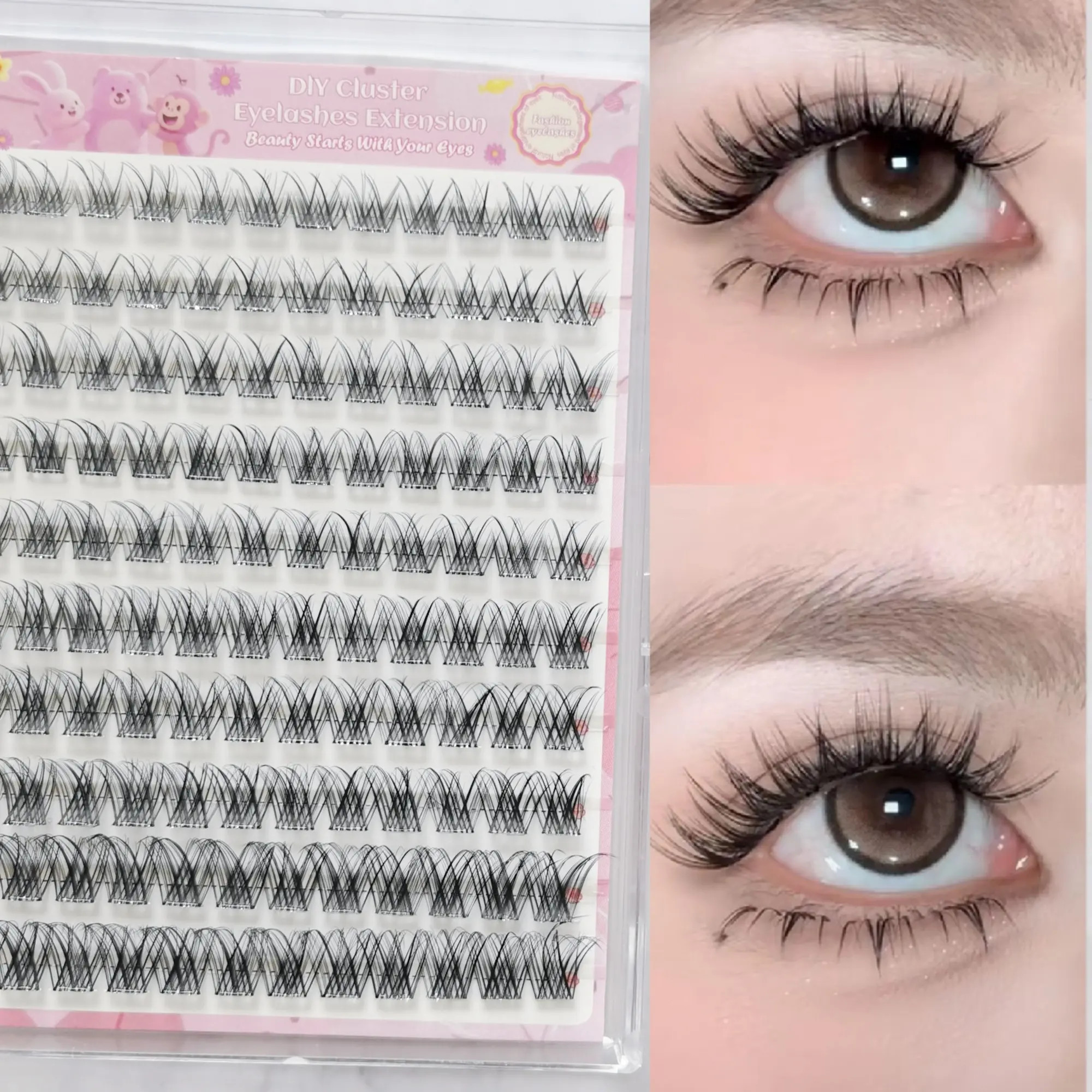 Directly Adhesive False Eyelashes, 120pcs, Dense D Curl, Mixed Length, 0.07mm Thickness, Switch Between Sweet and Edgy Styles, Self-Adhesive