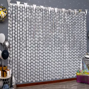 Disco Party Decorations, 2 Pack Disco Ball Photo Booth Props, 3.3x6.6 ft Silver Foil Fringe Curtains Photo Backdrop for Birthday 70s 80s Decades Taylor New Years Eve Party Decor