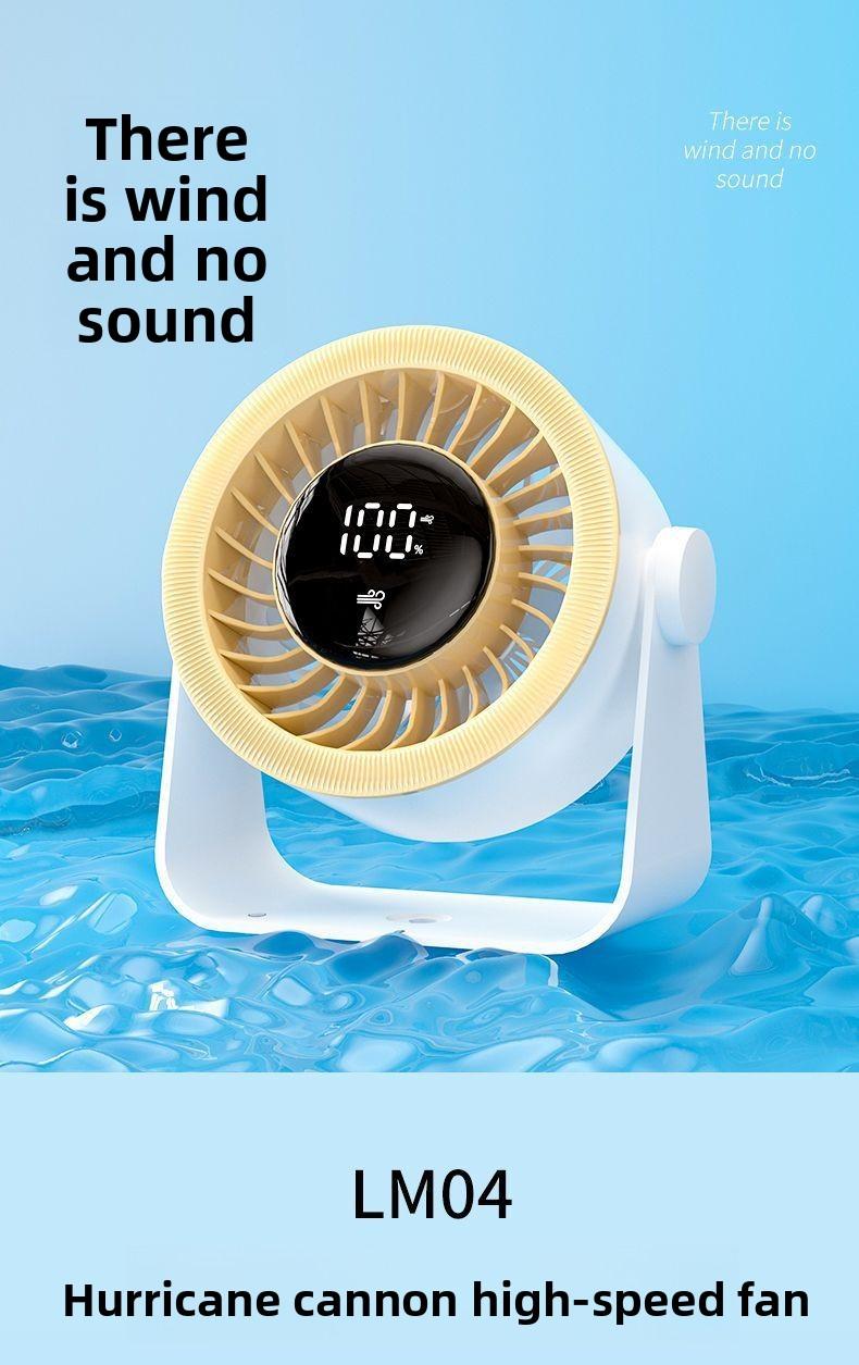 Desktop USB Fan for Office and Students, Silent Small Fan with Digital Display, High-Speed Turbo Fan for Home Use