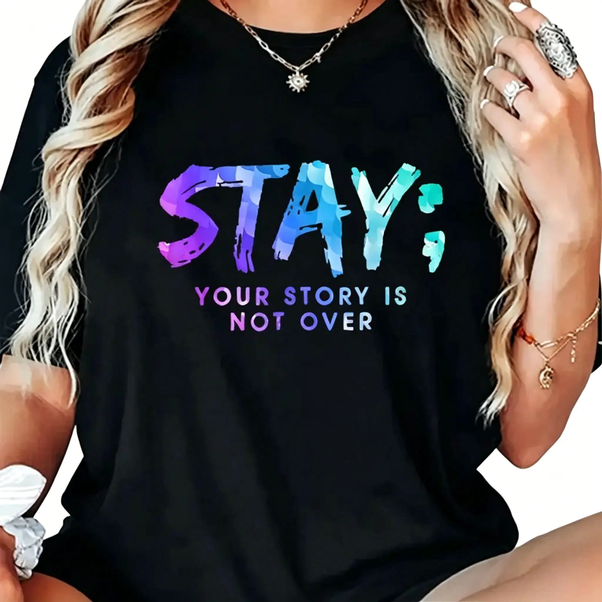 "Your Story Is Not Over Stay Suicide Prevention Awareness Graphic Gift Top" Graphic Unisex Tee |   All-Season Breathable Top