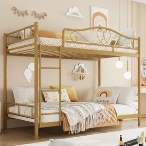 Bunk Bed Metal Twin Over Twin Bunk Bed w/ Ladder & Full Safety Guardrail – Heavy Duty 400 lbs Load Capacity – Space‑Saving – Noise Free – No Box Spring Needed