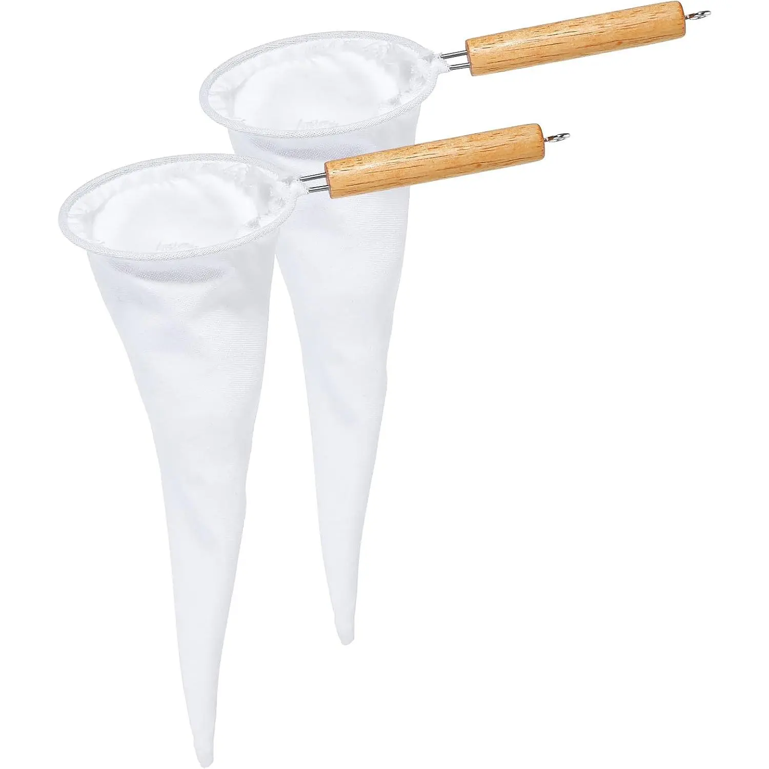 2 Pcs Coffee Strainer Cloth,Flannel Cloth Coffee Filter with Wood Handle Reusable Handmade Coffees Filter Sock for Coffees,Tea and Juice,White