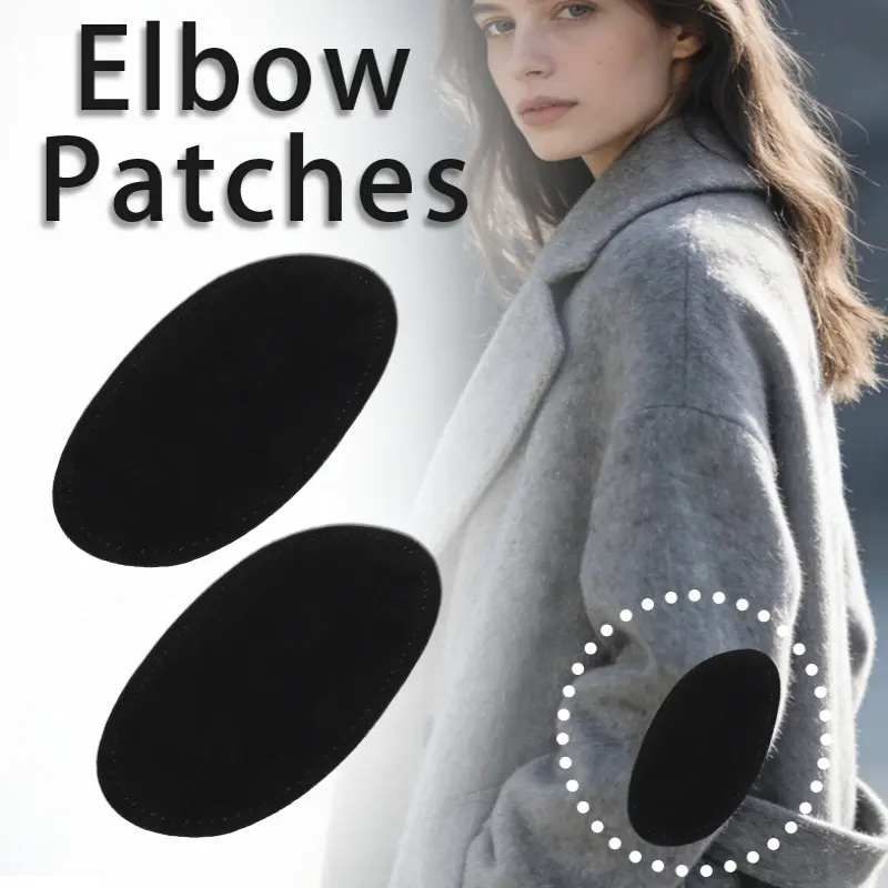 1 pair DIY clothing repair black oval elbow patch, elbow and knee fabric patch, wardrobe repair accessories are suitable for holes, tears and wear, jackets, denim sweaters, backpacks, decorative decals, easy to operate and durable, daily wear protection