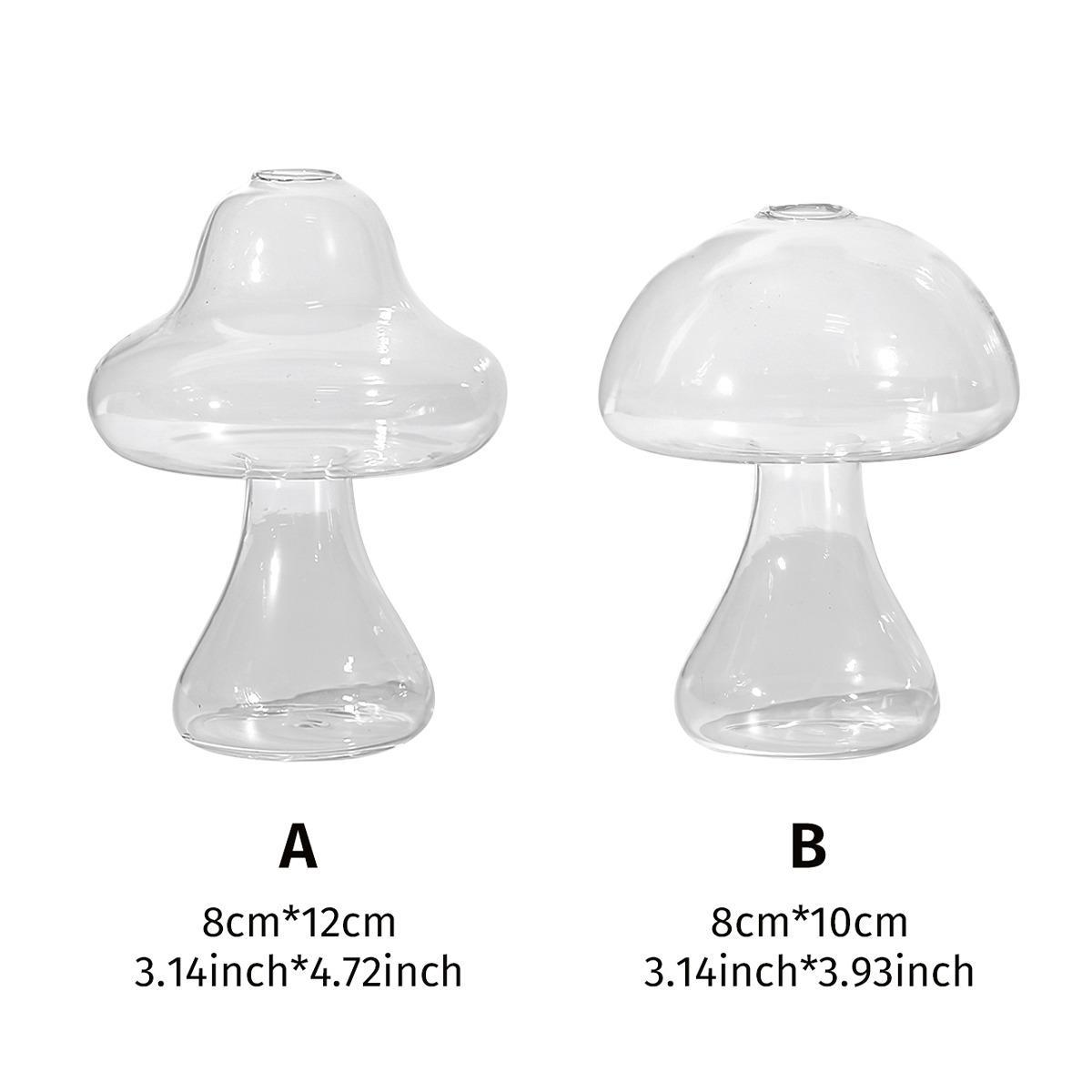 Clear Glass Flower Vase, 1 Count Modern Creative Plant Pot, Mushroom Shape Flower Vessel For Home Bedroom Balcony Decor, Flower Arrangement Vase