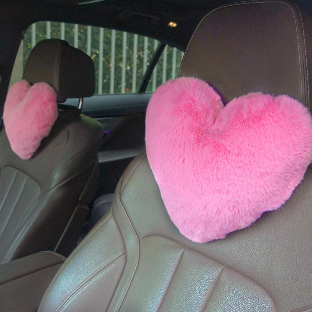 Heart Shaped Headrest Pillow, 1 Count Soft & Comfortable Car Neck Pillow, Plush Neck Pillow, Car Interior Accessories for Women & Girls, Car Accessory