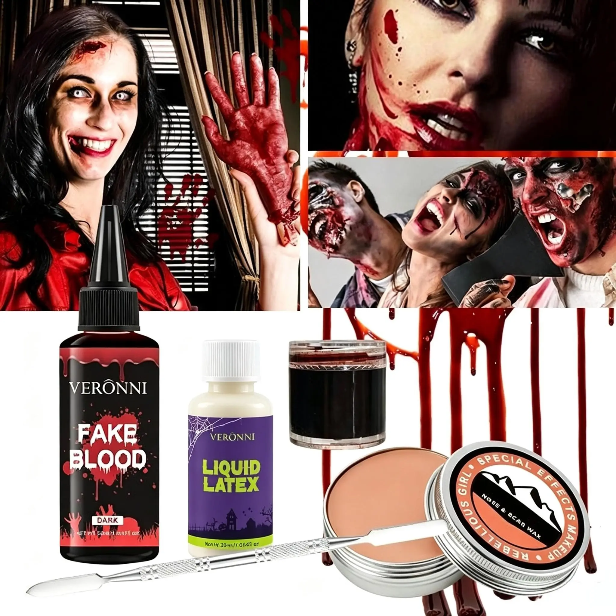 Veronni Halloween Sfx Makeup Kit, 5-Piece Set, Zombie Vampire Effects, Professional Horror Makeup, Perfect for Cosplay and Photography