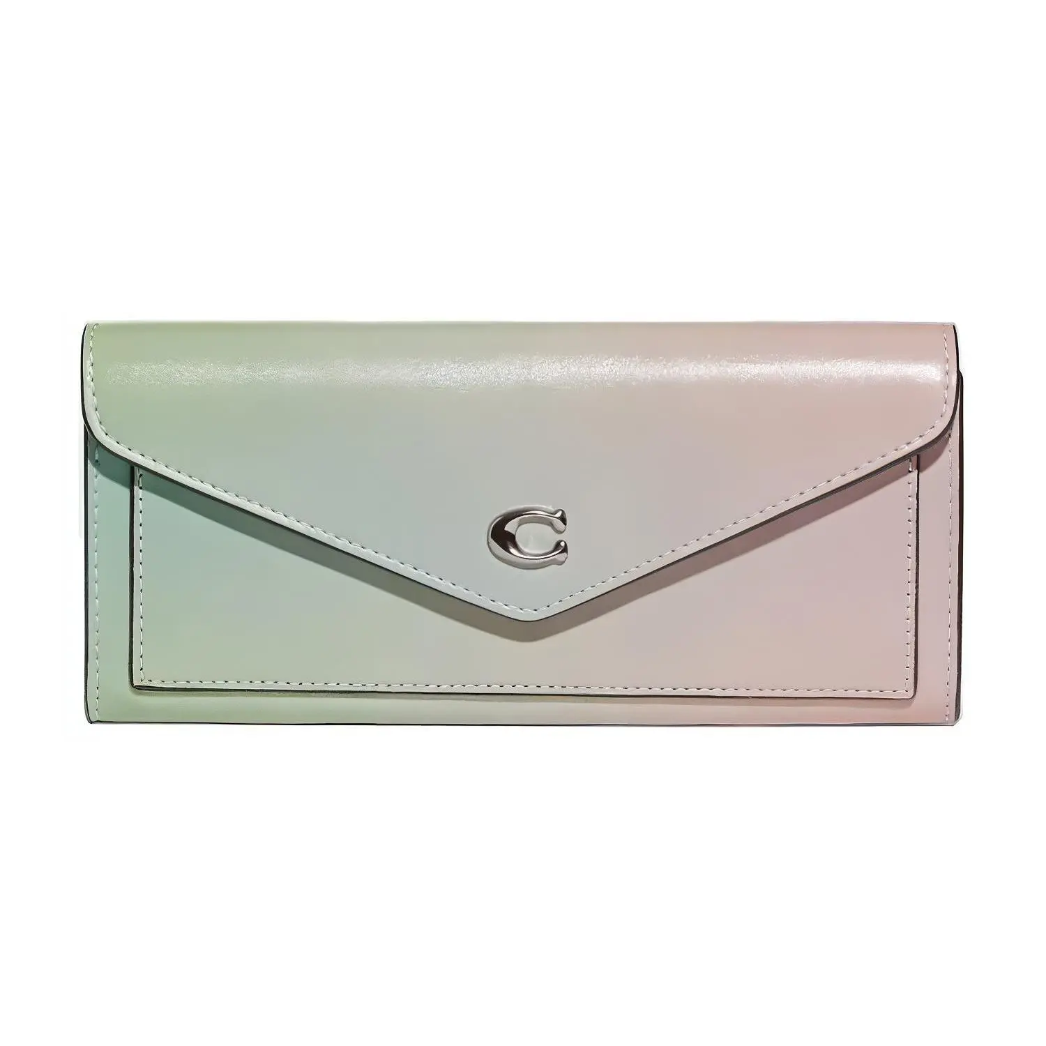 COACH Wyn 20 Minimalist C-Logo Snap-Fold Leather Wallet for Women in Gradient Color
