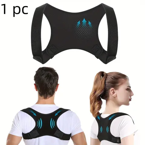 1-Piece Unisex Adjustable Posture Corrector Upper Back Support, Breathable Ergonomic Design, Comfortable Posture Brace for Sitting, Standing and Travel, Posture Strap