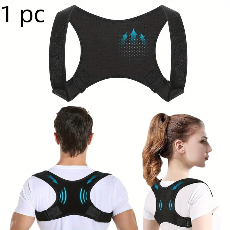 1-Piece Unisex Adjustable Posture Corrector Upper Back Support, Breathable Ergonomic Design, Comfortable Posture Brace for Sitting, Standing and Travel, Posture Strap