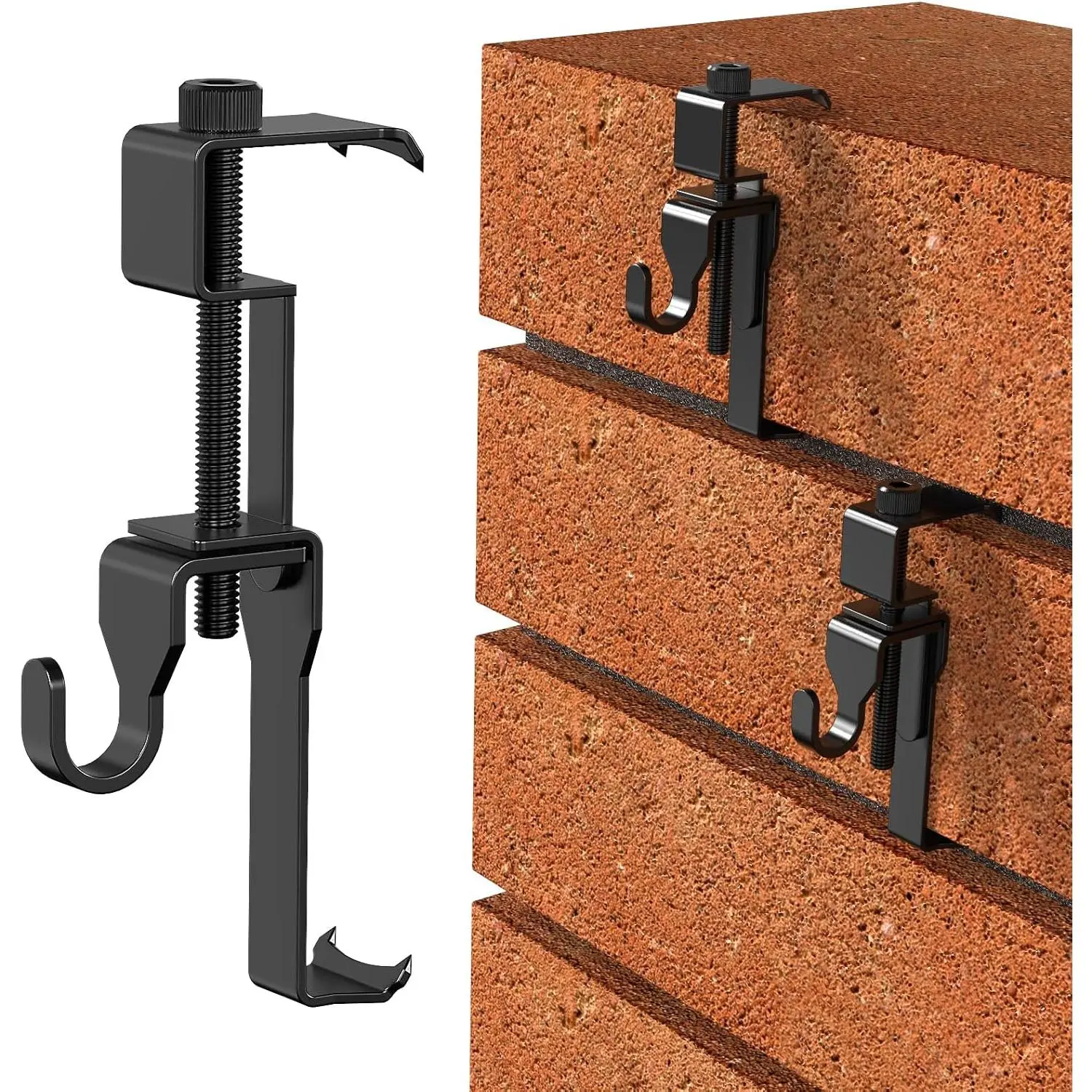 Stainless Steel Brick Wall Clips, Brick Hooks Clamp Outdoor Heavy Duty /4" to 2-1/2" Brick Hook Brick Hangers No Drill, 6 Packs