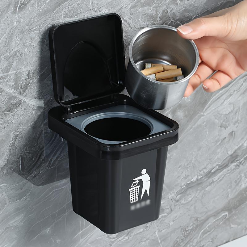 Creative Wall-Mounted Trash Can And Ashtray (With Lid to Prevent Ash from Flying), Mini Desktop Standing Ashtray, Home Tabletop Decorative Piece, No Drilling Design, Perfect for Living Rooms, Bedrooms, Bathrooms, Cars, And More.
