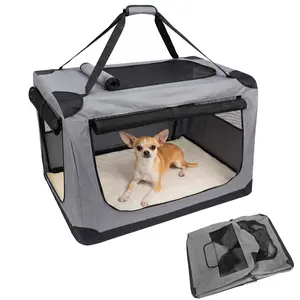 My Dog's Favorite Travel Crate 🐾 Soft Dog Crate for Car, Foldable Dog Travel Kennel with Soft Pad & Metal Frame, 3-Door Entry, Portable Pet Carrier for Indoor Outdoor Car Use