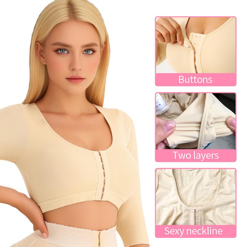 Women Arm Shaper Post Surgery Arm Lipo Compression Sleeves Arm Front Closure Shapewear Bra