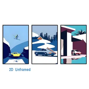 Set of 3 Unframed Car Poster Canvas Wall Decor: 911 GT Turbo Poster, Perfect for Decorating a Man's Bedroom