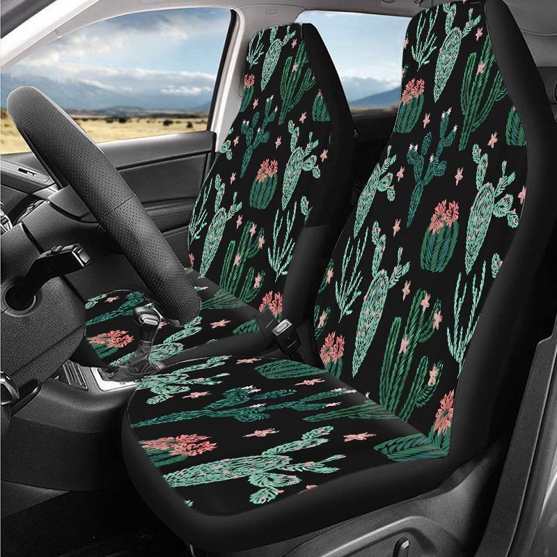 Cactus Pattern Car Seat Cover, Durable Polyester Car Seat Protector, Universal Car Interior Accessories for Front & Rear Seats