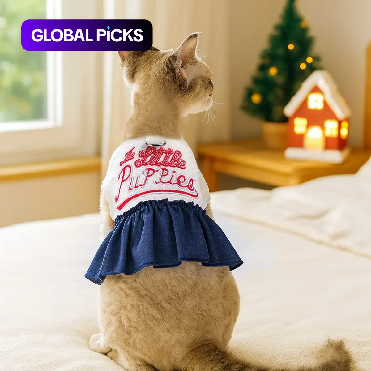 Embroidered Denim Dress for Pets, Cute Clothes for Dogs and Cats, Teddy Bichon Pomeranian Yorkie Small Dog Apparel #GLOBAL PICKS