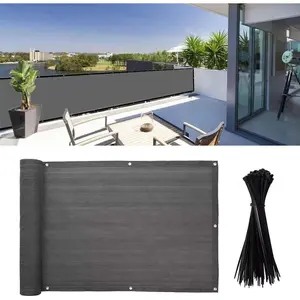 4x10Ft Balcony Privacy Screen, Apartment Railing Cover for Sunshade Wind & UV Protection, Outdoor Privacy Fence Screen for Patio, Terrace, Porch & Poolside Protection (Dark Grey)