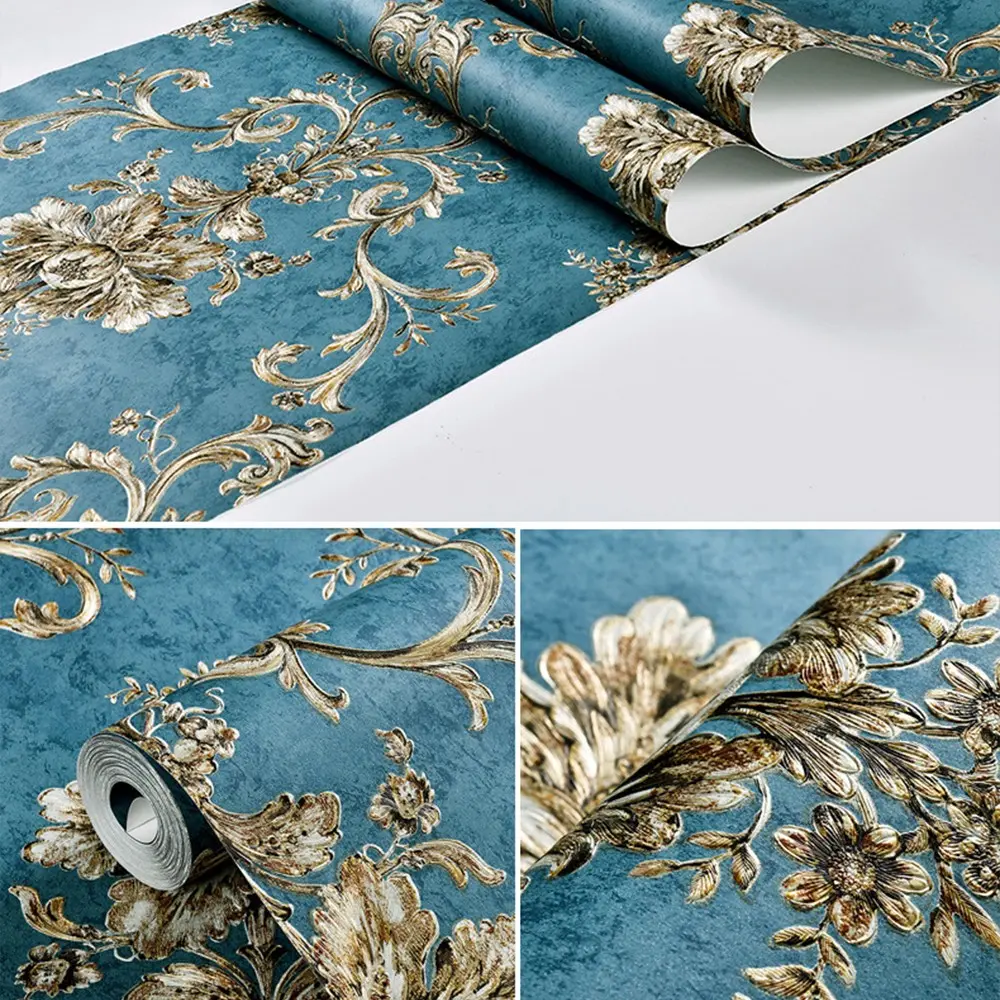 Luxurious European Style Self-Adhesive Wallpaper, Thick Non-Woven Material, Easy Peel and Stick, Ideal for Living Room, Bedroom, Background Wall