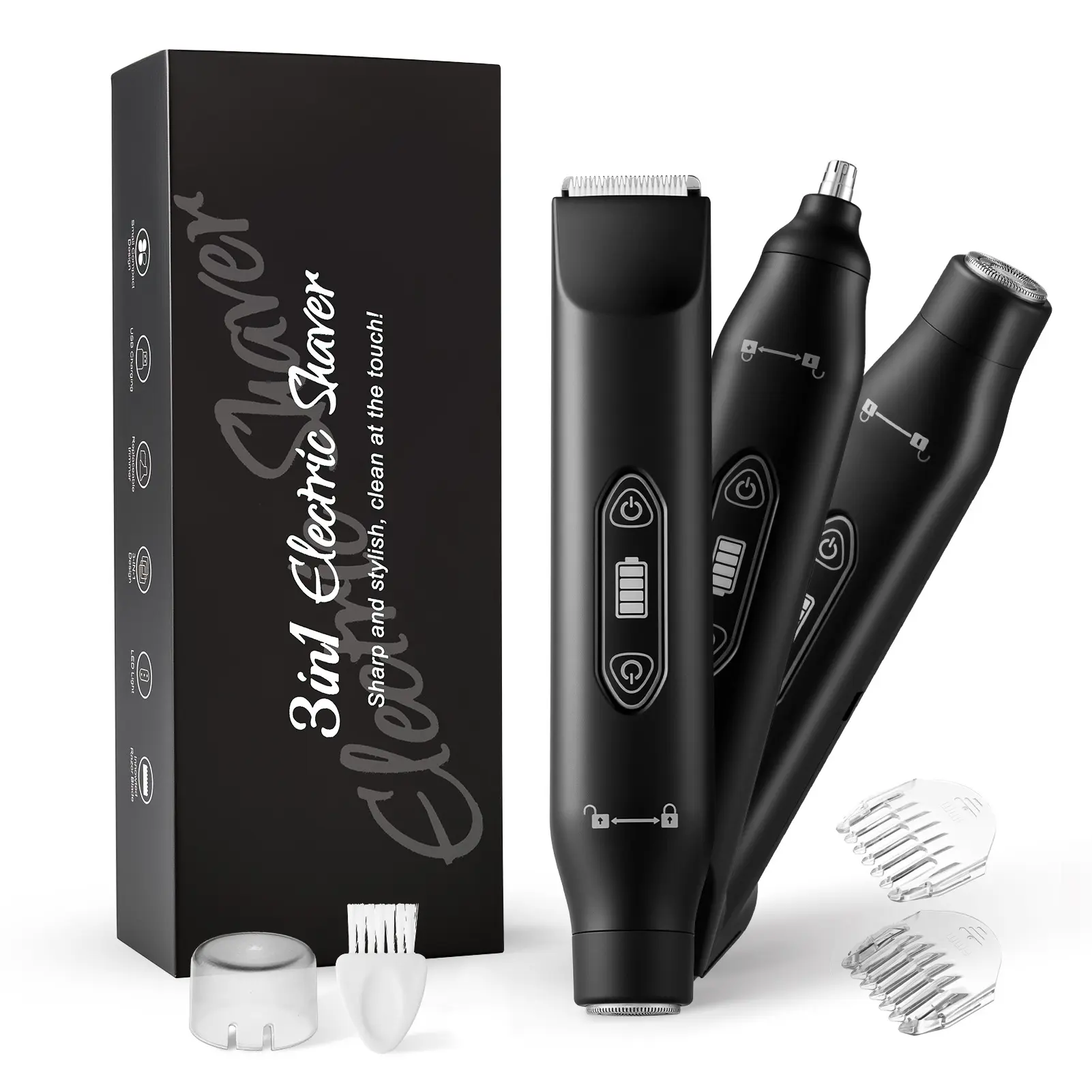 Electric shaver 3-in-1 hair remover, nose and armpit hair trimmer, private area shaving device for men and women