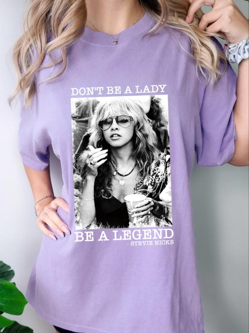 Women's Plain / Letter Print Round Neck Graphic Tee, Vintage Trendy Casual Short Sleeve T-shirt for Daily Wear, Ladies All Seasons Clothes