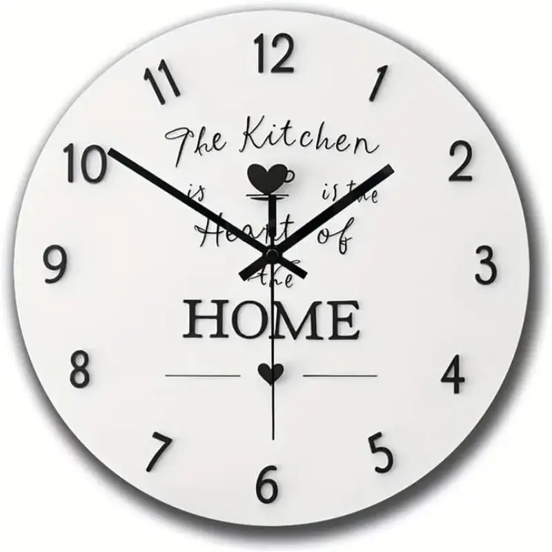 Kitchen Wall Clock, 12 Inch Round Acrylic, Battery Operated, Non-Ticking, Living Room Decor, Modern Design, Perfect for Any Space