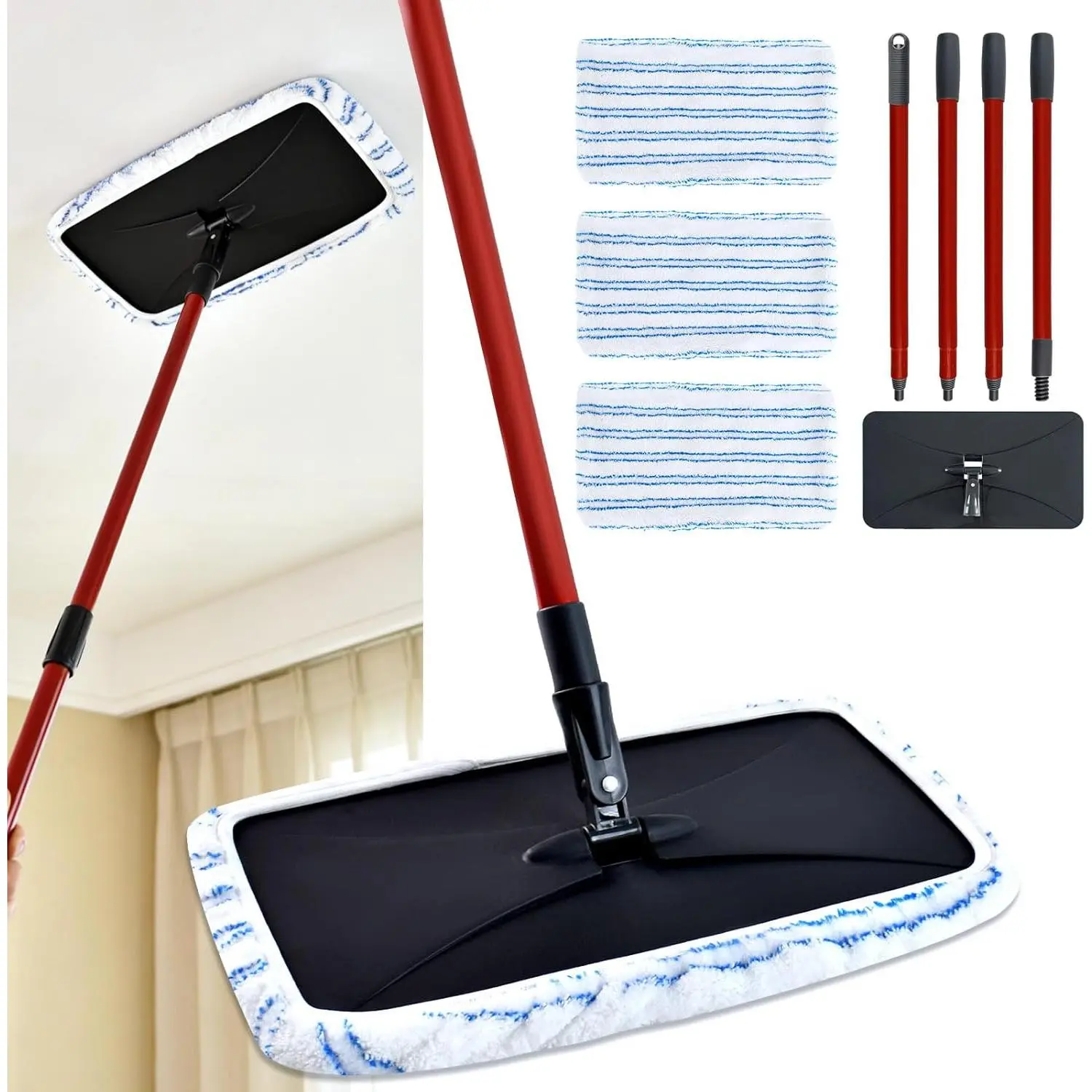 Microfiber Flat Mops for Ocedar Hardwood Floor 'n More Microfiber Mop,Wet & Dry Flat Mops with 3 Reusable Pad 1 Durable Handle,Dust Mopp for O-Cedar Hardwood Floor 'N More Mop