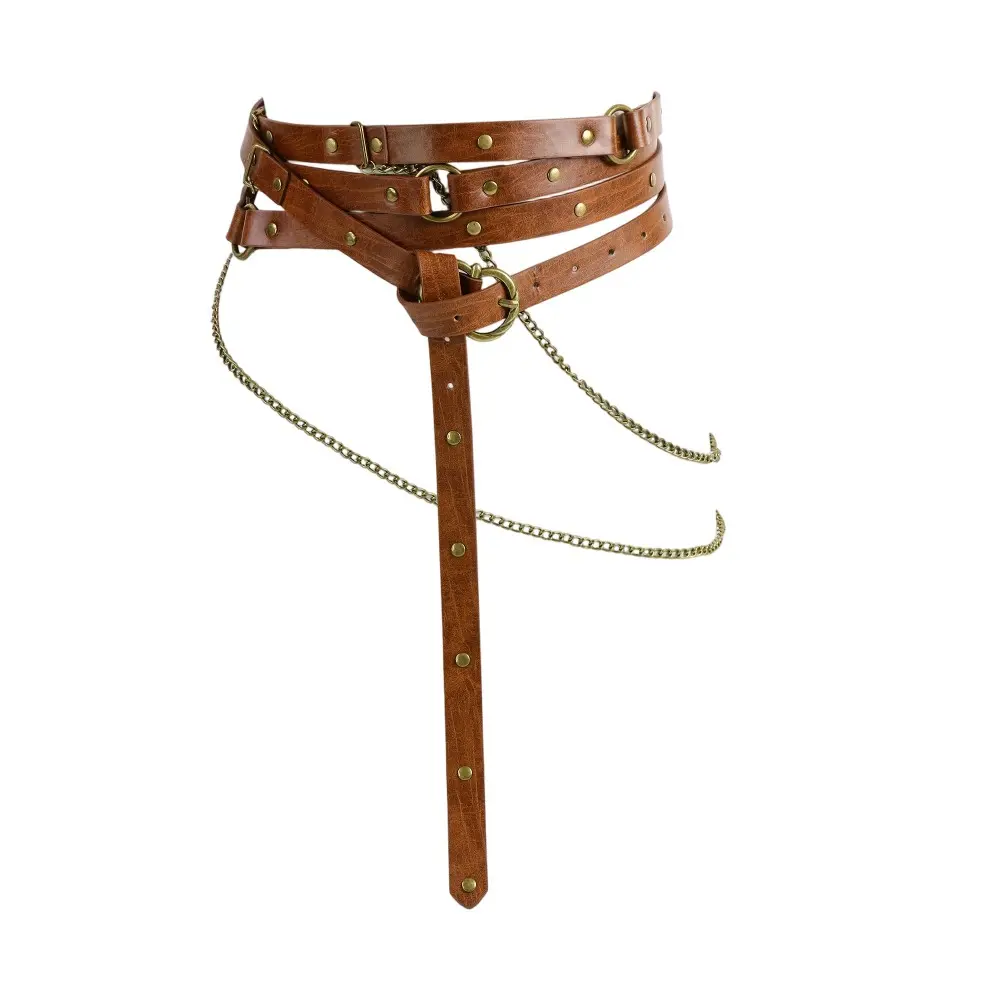 1 Piece Bohemian Ethnic PU Belt with Multi-Layer Design, Medieval Ranger Cosplay Belt, Vintage Western Photo & Music Festival Decor Waist Strap